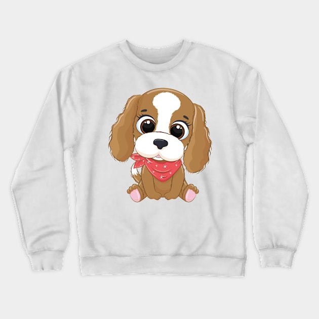 Cavalier King Charles Spaniel Puppy, Cartoon Crewneck Sweatshirt by admeral